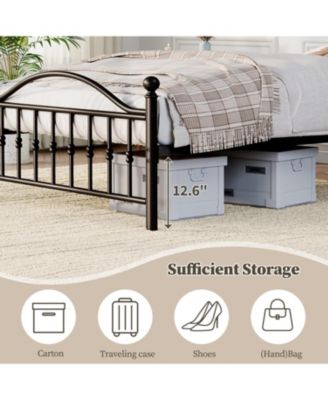 Twin Metal Platform Bed Frame with Vintage Headboard