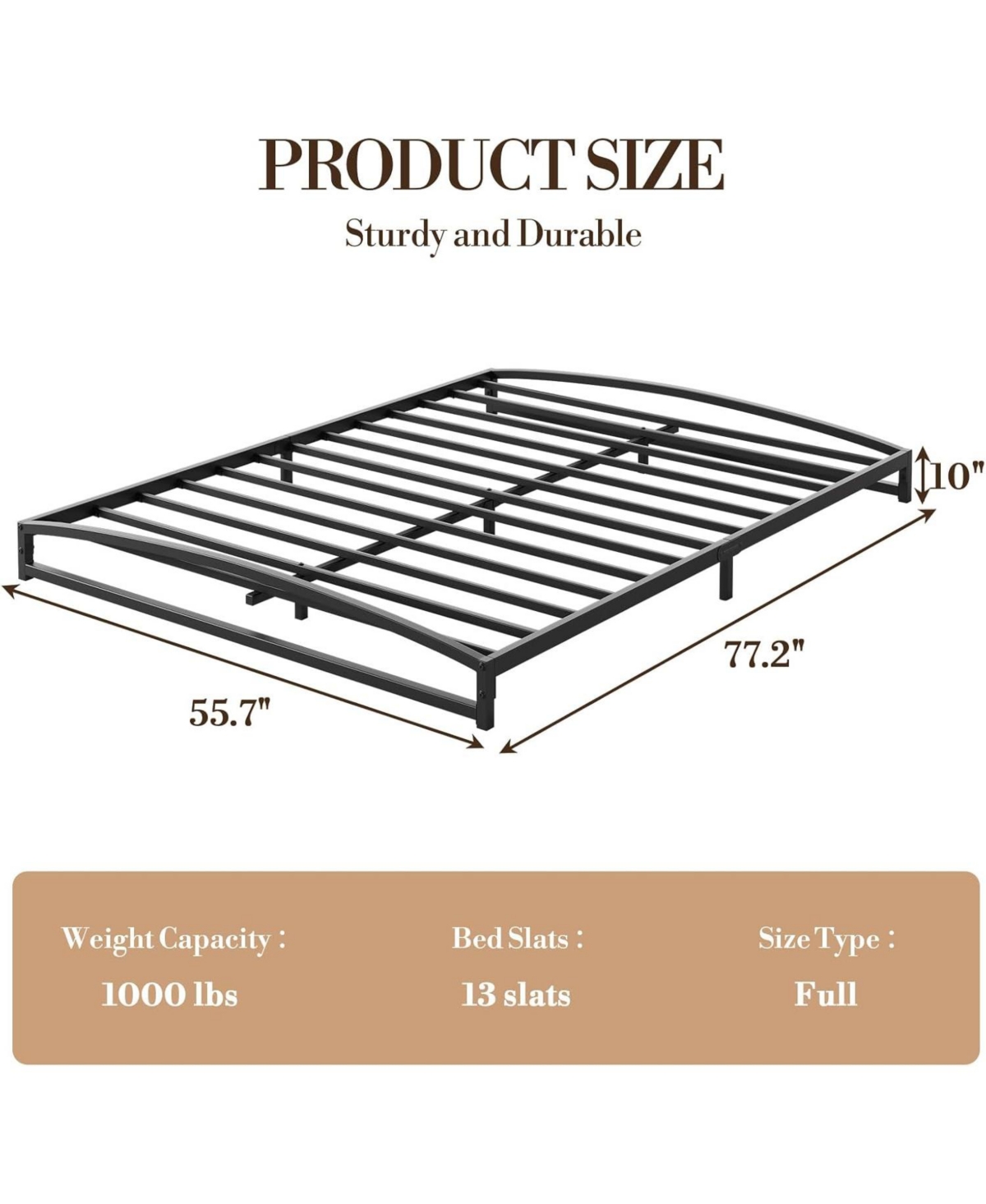 gaomon Metal Bed Frame,Platform Frame with Arch Design,10" Heavy Duty Strong Support Slats,Sturdy Mattress Foundation,Easy Assembly