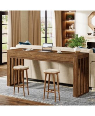 63-inch Bar Table, Farmhouse Counter Height Pub Dining Table, Rectangular Kitchen Bar Height Table