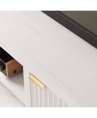 Fluted TV Stand for 75+ Inch, Modern Entertainment Center with 2-Tier Storage & Adjustable Shelves