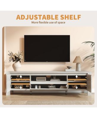 TV Stand with Cabinet Doors, Entertainment Center with Adjustable Shelves, Media Console with Cable Management