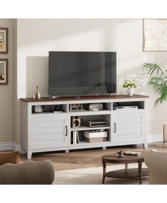 70.9" TV Stand, Entertainment Center with Adjustable Shelves, Farmhouse TV Stand with Cabinet Doors,for Living Room