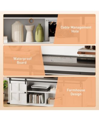 Farmhouse TV Stand for 75 Inch TV, Entertainment Center with Storage Cabinets and Sliding Barn Doors