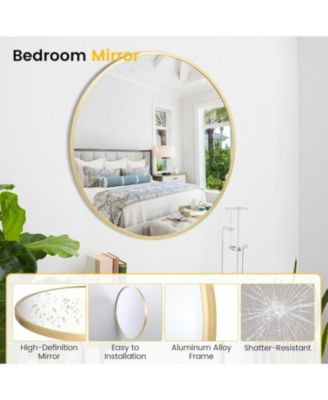 Mirror Wall Mounted, Metal Frame Mirror Dressing Make-Up Vanity Mirror, Anti-Rust, Tempered Glass for Bathroom, Entryway, Living Room, Hallway