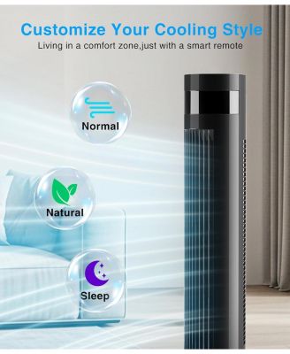 Digital Oscillating Tower Fan, 3-Speed with Remote & 12H Timer