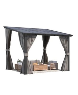 10'x8' Wall Gazebo with Curtains and Mosquito Netting