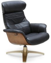 Kyle Taupe Swivel Faux Leather Recliner with Ottoman Chair Modern
