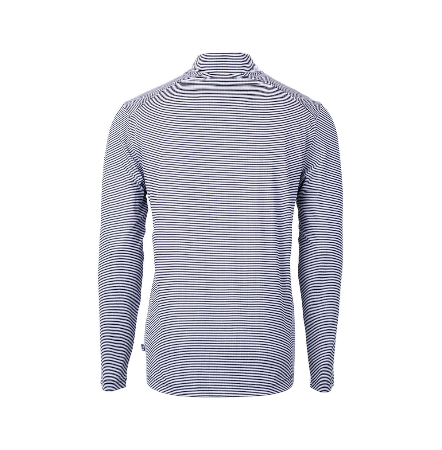 Мужской свитер Cutter & Buck Navy/White New York Yankees Virtue Eco Pique Micro Stripe Quarter-Zip Pullover — фото 3