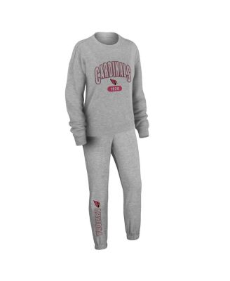 Women's Heather Gray Arizona Cardinals Knit Long Sleeve Tri-Blend T-Shirt & Pants Set