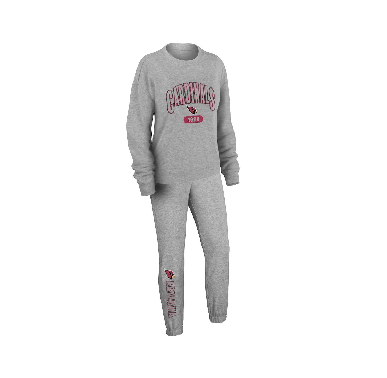Women's Heather Gray Arizona Cardinals Knit Long Sleeve Tri-Blend T-Shirt & Pants Set