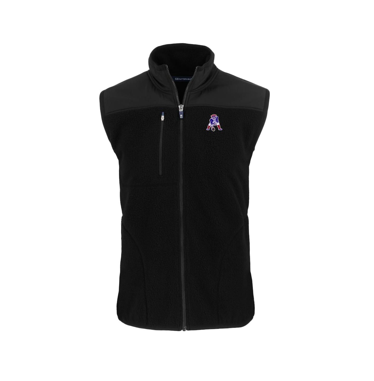 Мужской жилет Cutter & Buck Black New England Patriots Throwback Cascade Eco Sherpa Fleece Full-Zip Vest — фото 2