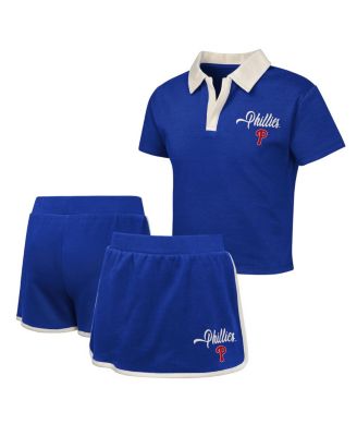 Big Girls Royal Philadelphia Phillies Base Trainer Johnny Polo Shirt & Shorts Set