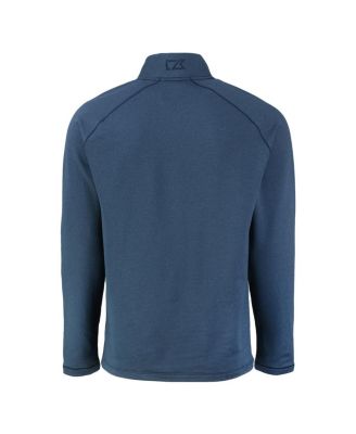 Men's Heather Navy New England Patriots Peshastin Eco Fleece Tri-Blend Raglan Quarter-Zip Jacket