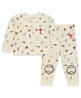 Baby Boys and Girls Cream Philadelphia Phillies Waffle-Knit Sleep Set