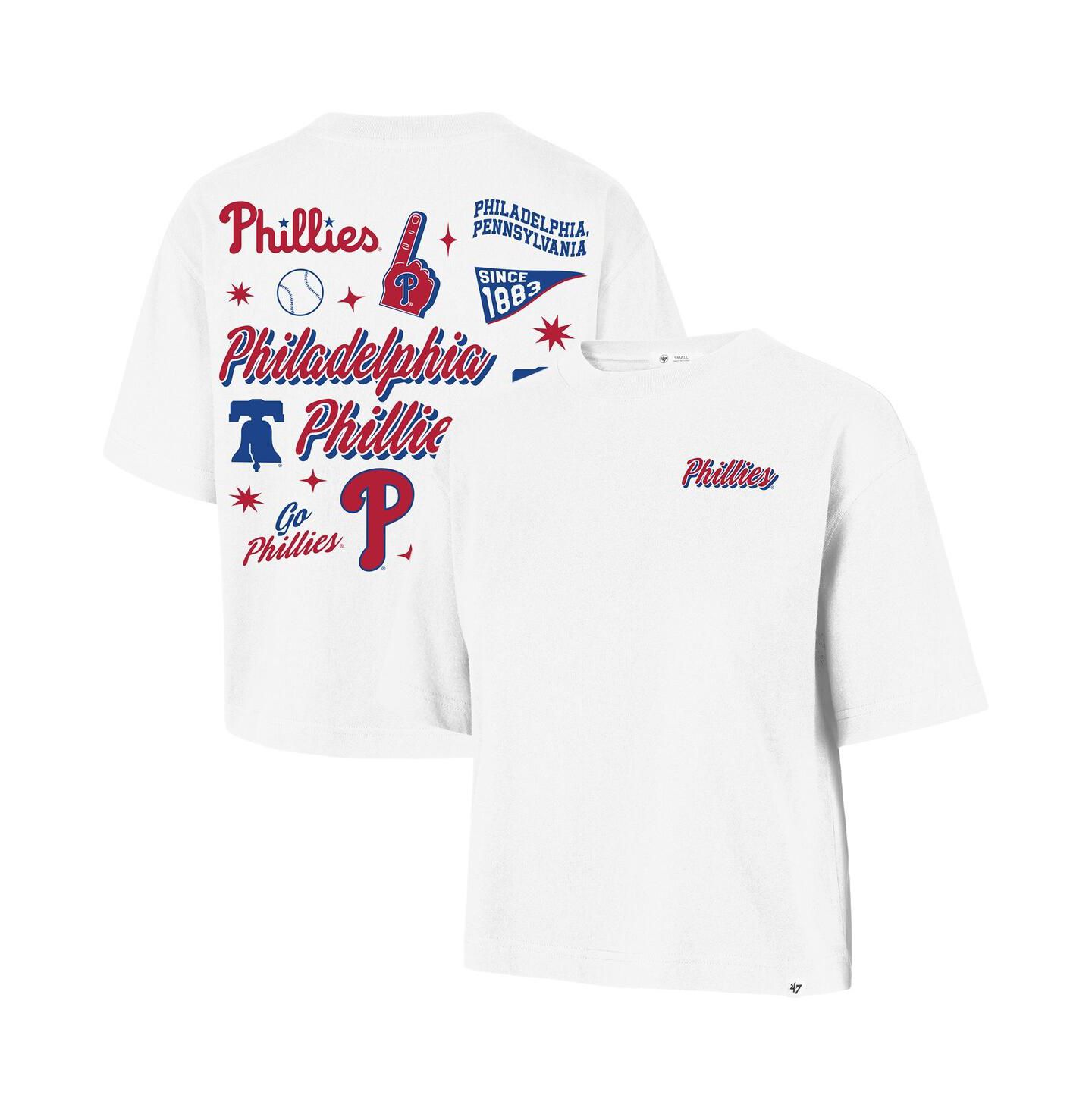 Женская футболка '47 Brand White Philadelphia Phillies Collage Script Reed City — фото 1