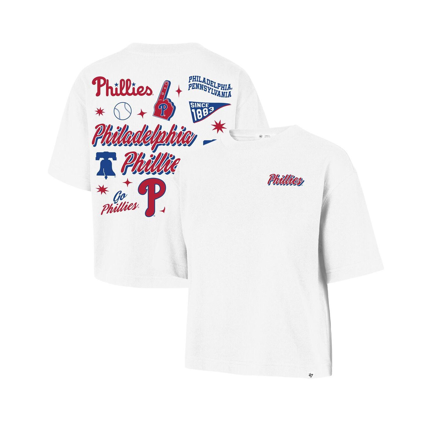 47 Brand Women's White Philadelphia Phillies Collage Script Reed City T-Shirt