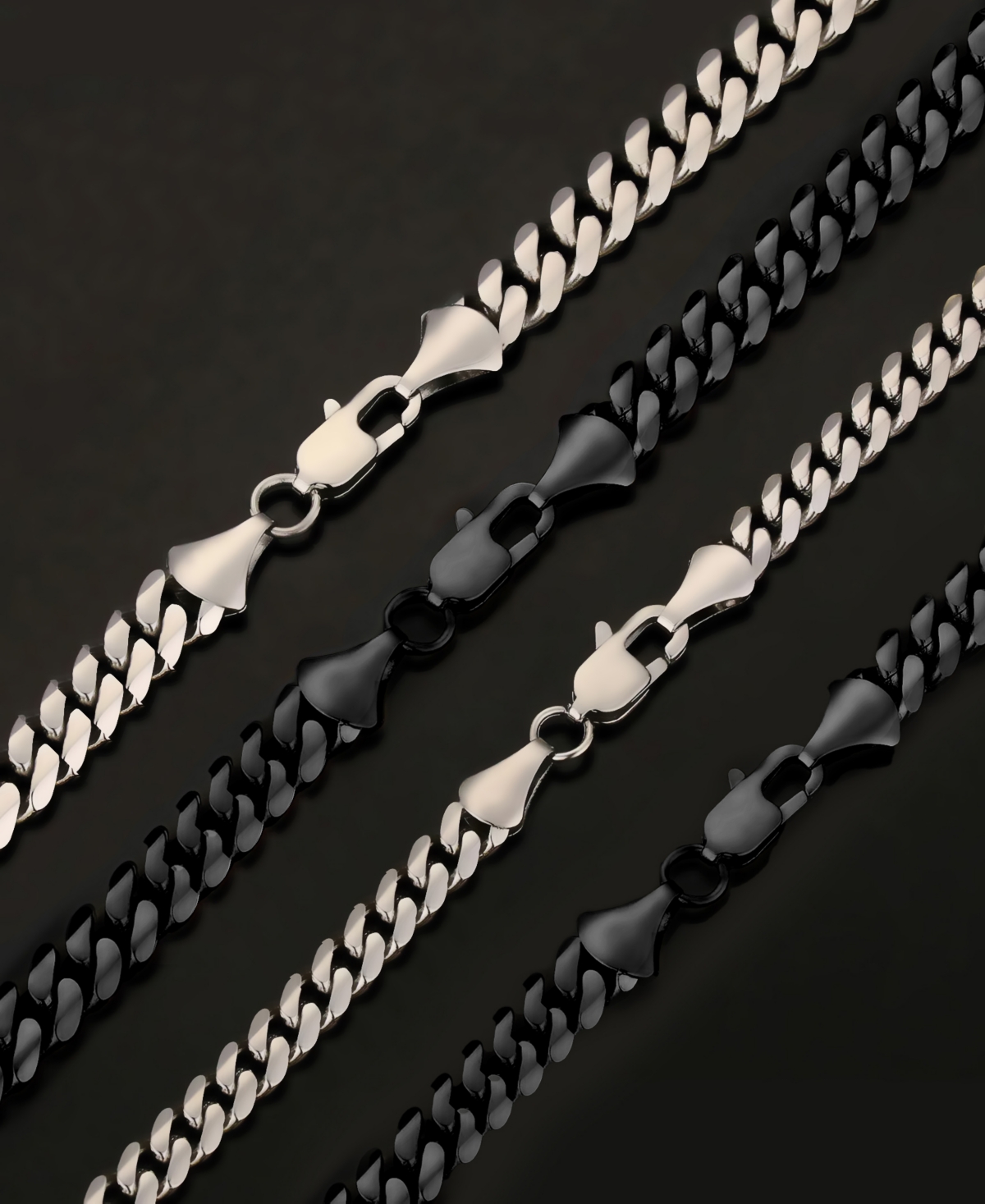 Rhona Sutton Men's Black Plated Stainless Steel Cube Chain Necklace