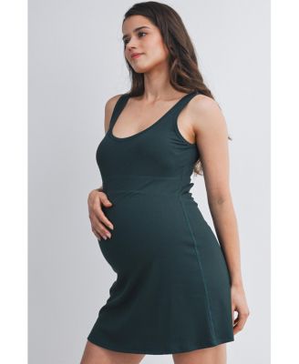Maternity Ribbed Bodycon Mini Tank Dress with Built-In Shorts