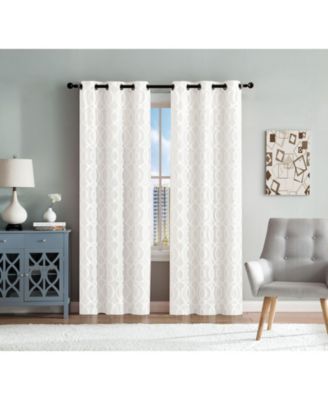 Royal Living 2 Pack Venetian Semi Sheer Lattice Grommet Top Curtain Panels