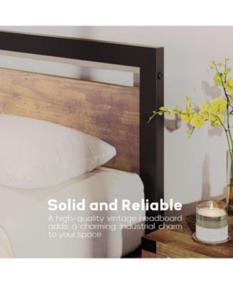 Bed Frame with Wood Headboard,  Heavy Duty Slat Support.