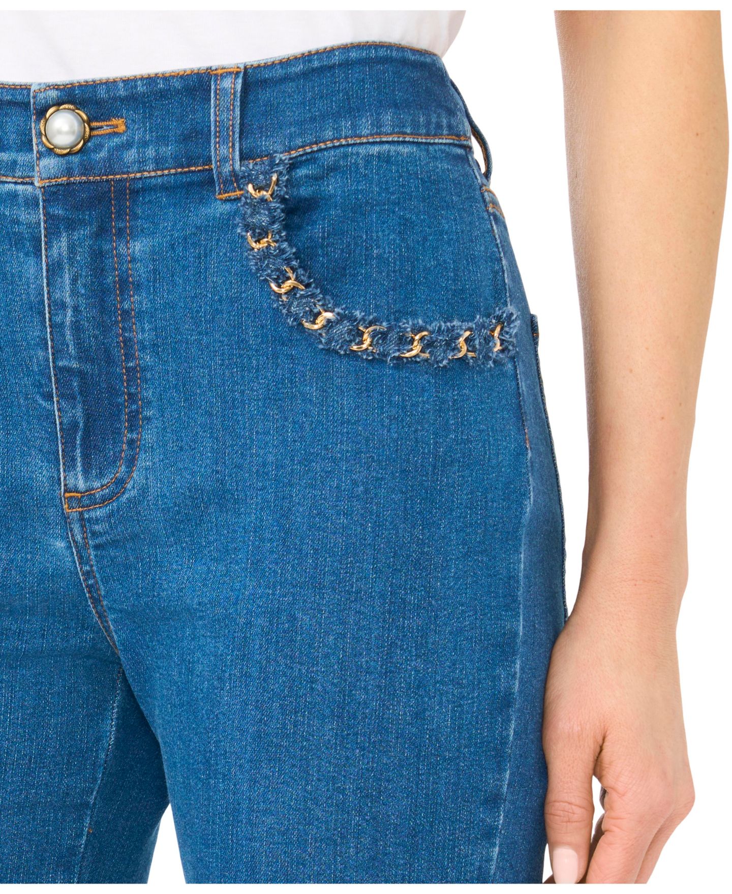 Женские джинсы CeCe Fitted Bootcut Denim Jeans, цвет: Синий — фото 3