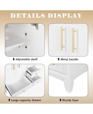 36" Bathroom Vanity with Ceramic Sink, Solid Wood MDF Cabinet, 4 Drawers Ample Storage for Modern Vintage Bathrooms