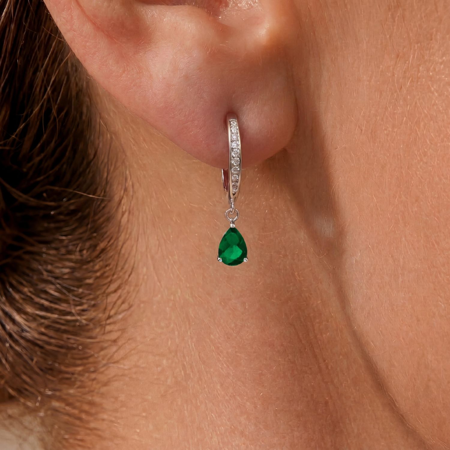 Dainty White Gold Plated Pear CZ Extra Mini Teardrop Earrings