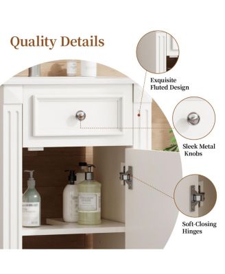 18" Bathroom Vanity with Sink, French Modern Freestanding Solid Wood MDF Cabinet, Soft Close Door for Small Spaces