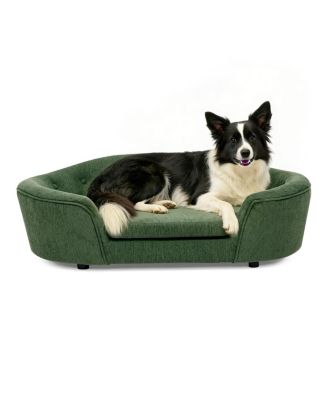 Oversized Oval Dog Sofa Bed with Tufted Backrest