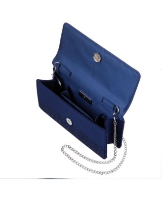 Elongated Crystal Magnetic Snap Satchel Bag