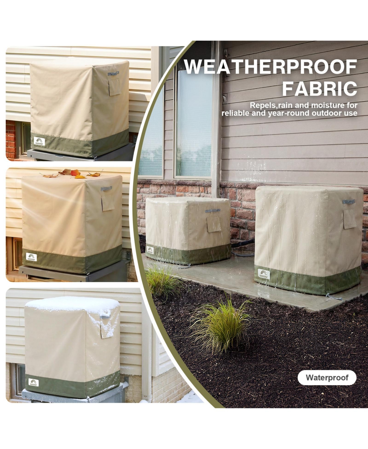 Aoodor Heavy Duty Air Conditioner Cover, 600D Waterproof Oxford Winter Central Air Conditioner Cover for Outside Unit
