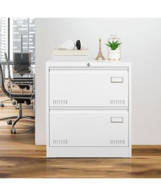 2 Drawer Lateral File Cabinet with Lock, Home Office Metal Filing Cabinet