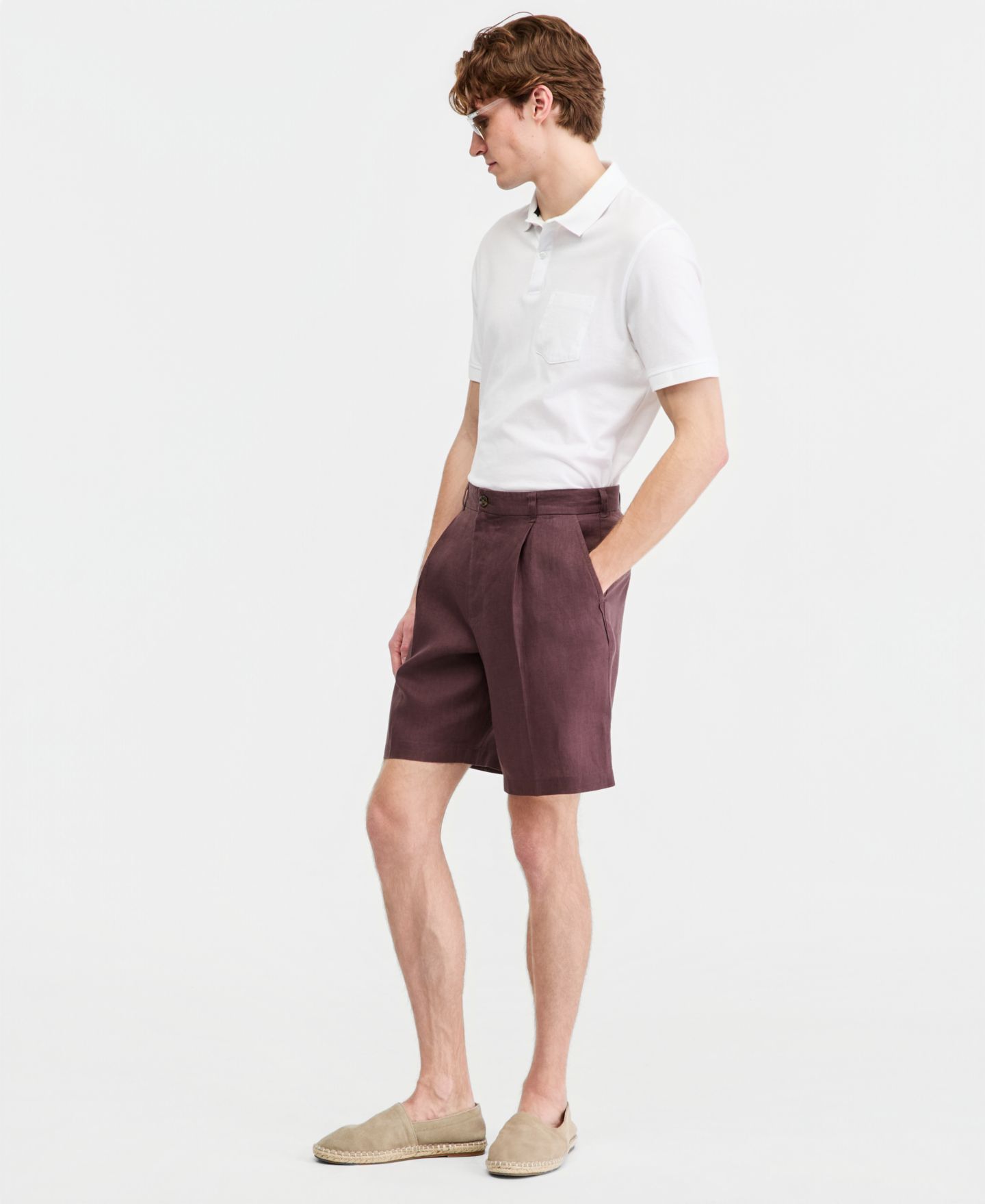 Мужские шорты Club Room Linen Pleated, цвет: Deep Kalamata — фото 3
