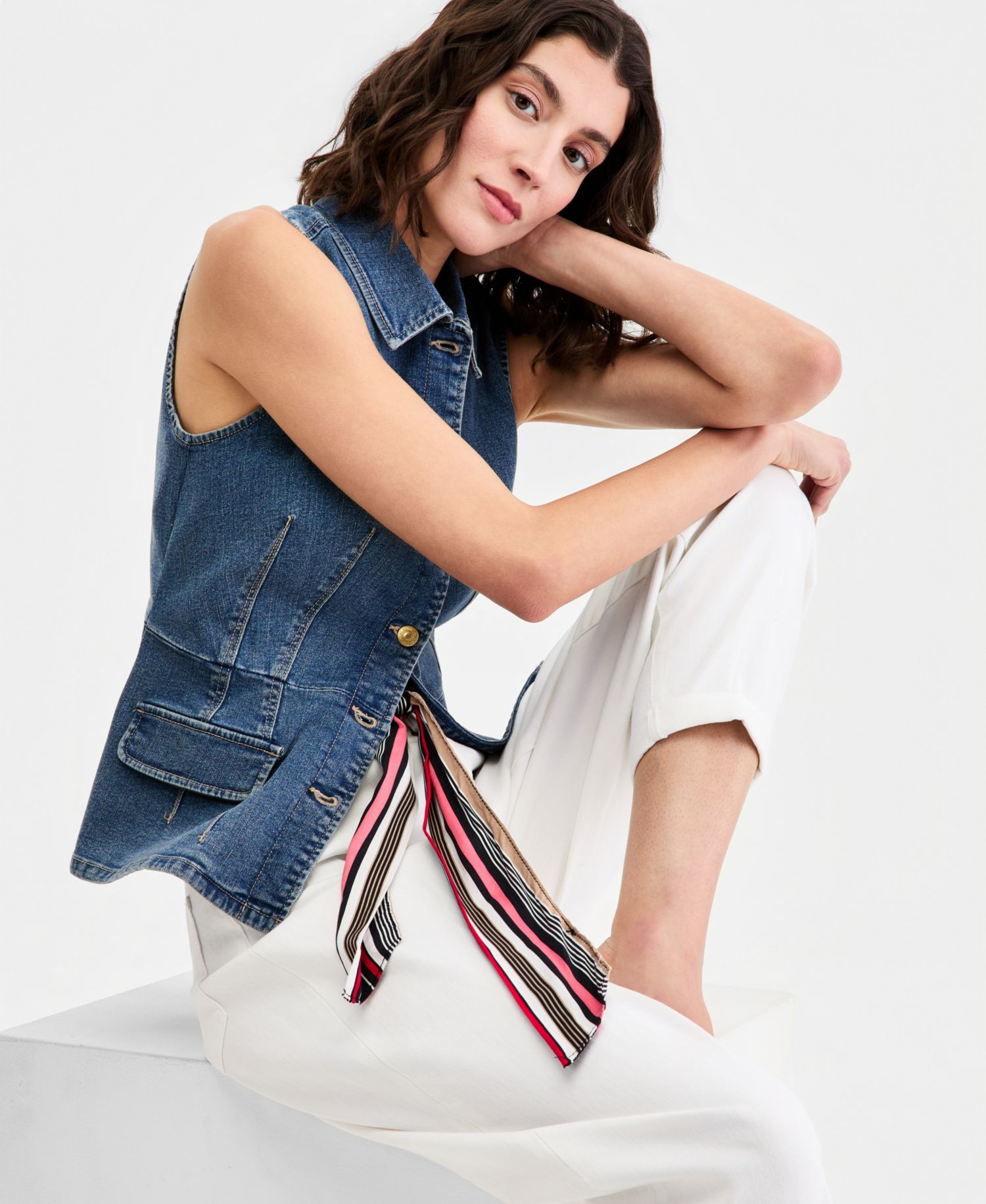 Women's Button Front Denim Vest