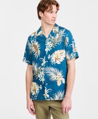 Men's Viva Floral Silk-Blend Short Sleeve Shirt