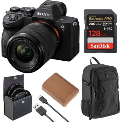 Alpha a7 IV a7 IVra HD Mirrorless Camera with Memory Card, Compact Camera Backpack, Battery and ProOptic Filters Kit