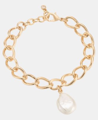 Imitation Pearl Charm Link Bracelet