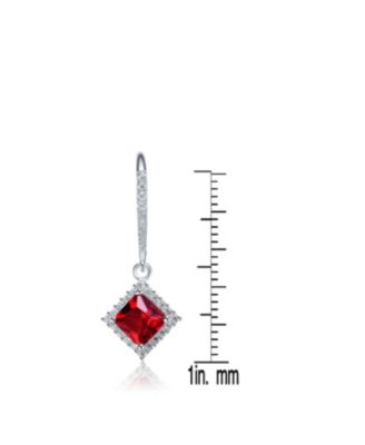 Sterling Silver Red and Clear Cubic Zirconia Dangle Earrings