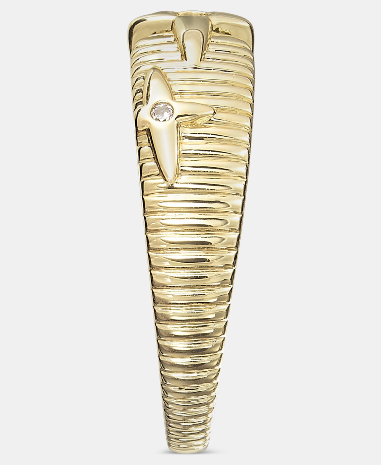 Pav&eacute; Star Textured Band Ring