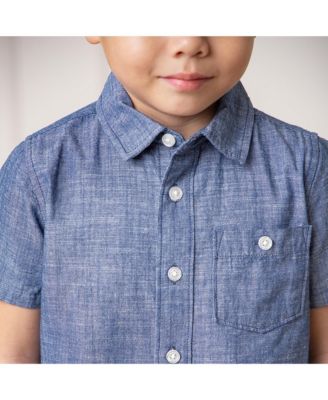 Boys Short Sleeve Chambray Button Down Shirt