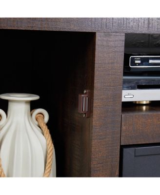 Farmhouse Barn Door TV Stand with Fireplace Insert, Espresso, 60.23"W