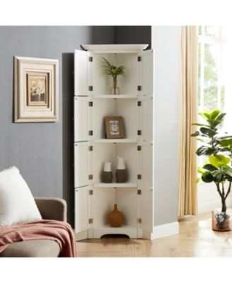 Modern Tall Storage Cabinet with Doors and 4 Shelves