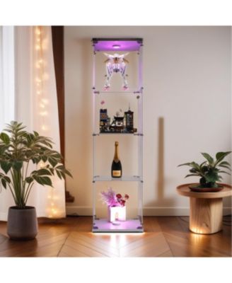 Glass Display Cabinet with 4 Lighted Shelves