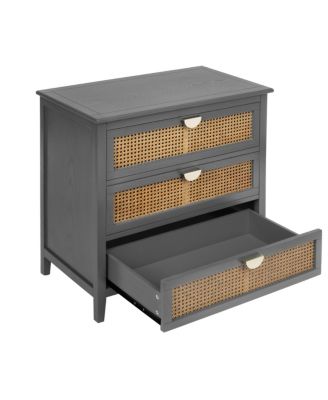 3-Drawer Rattan Cabinet