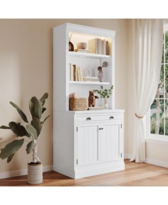 Tall Bookshelf With LED Lighting, Modern Bookcase