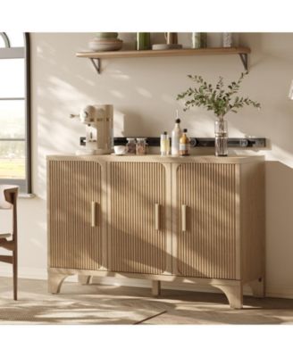47" Mid Century Modern Fluted Buffet Cabinet with Storage Accent Sideboard Credenza Coffee Bar Console for Kitchen or Living Room