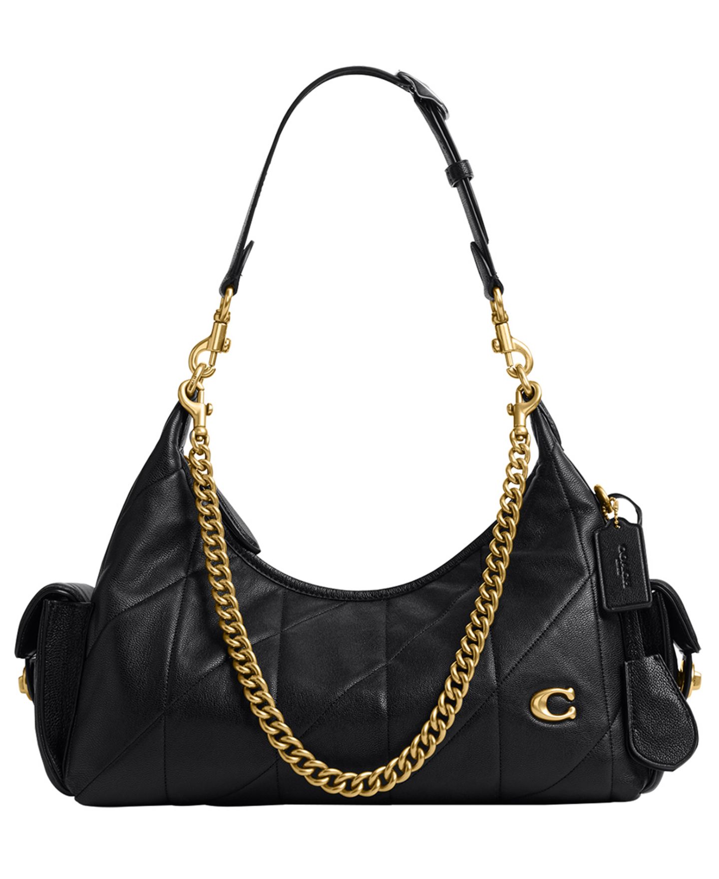 Женская сумка COACH Pocket Juliet Medium Quilted Leather Shoulder 30, цвет: Латунный / Чёрный — фото 1