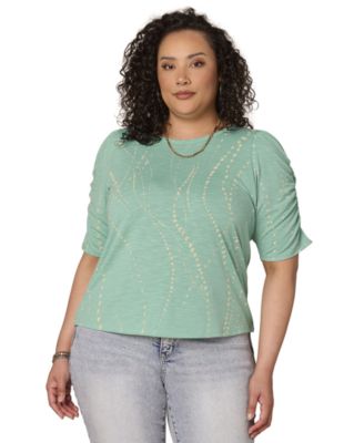 Plus Size Scoop Neck Printed Top