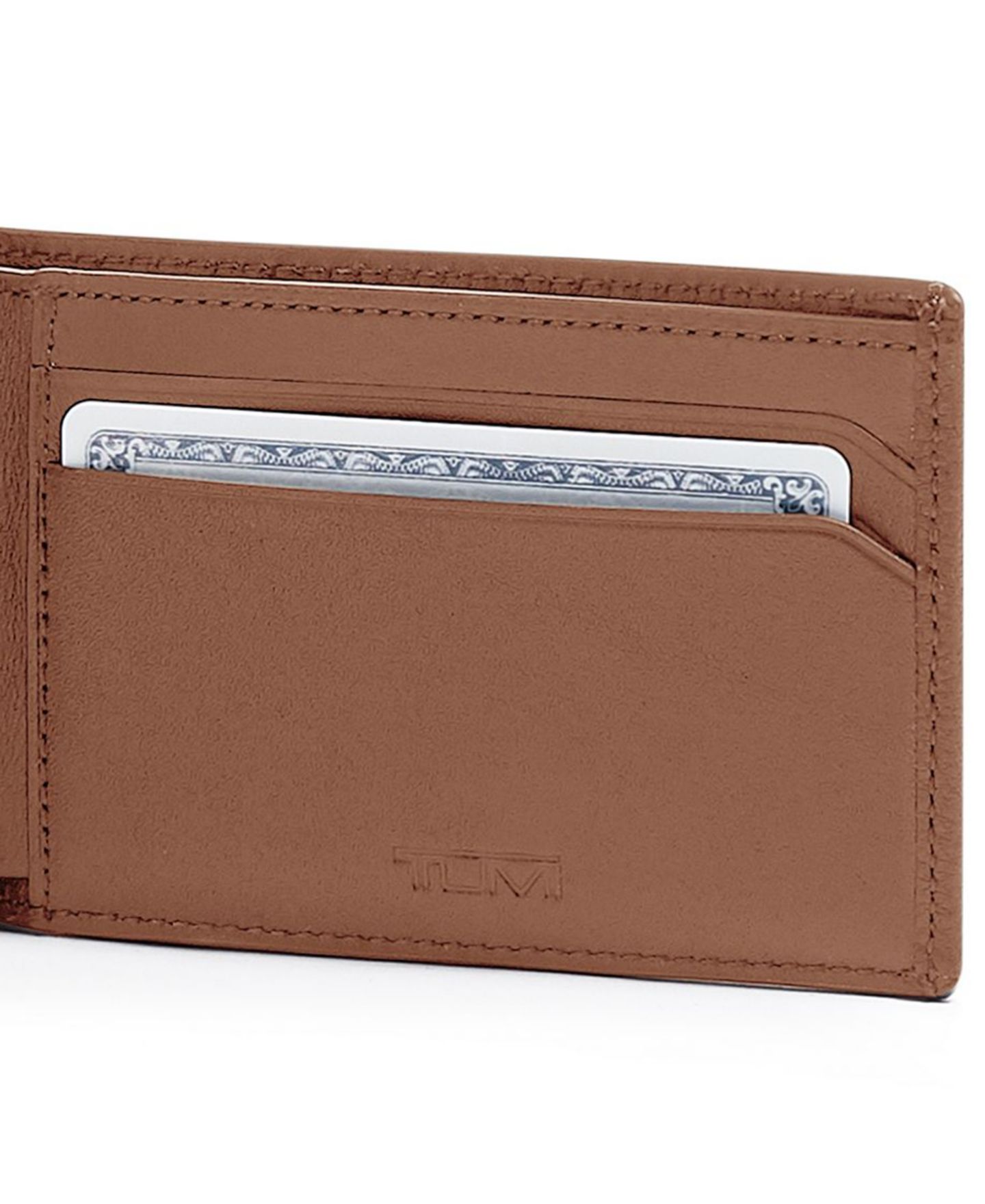 Мужской кошелёк TUMI Slim Single Billfold Wallet, цвет: Коньячный — фото 3
