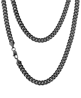 Men's Black Plated 18" Stainless Steel Miami Cuban Chain Necklace